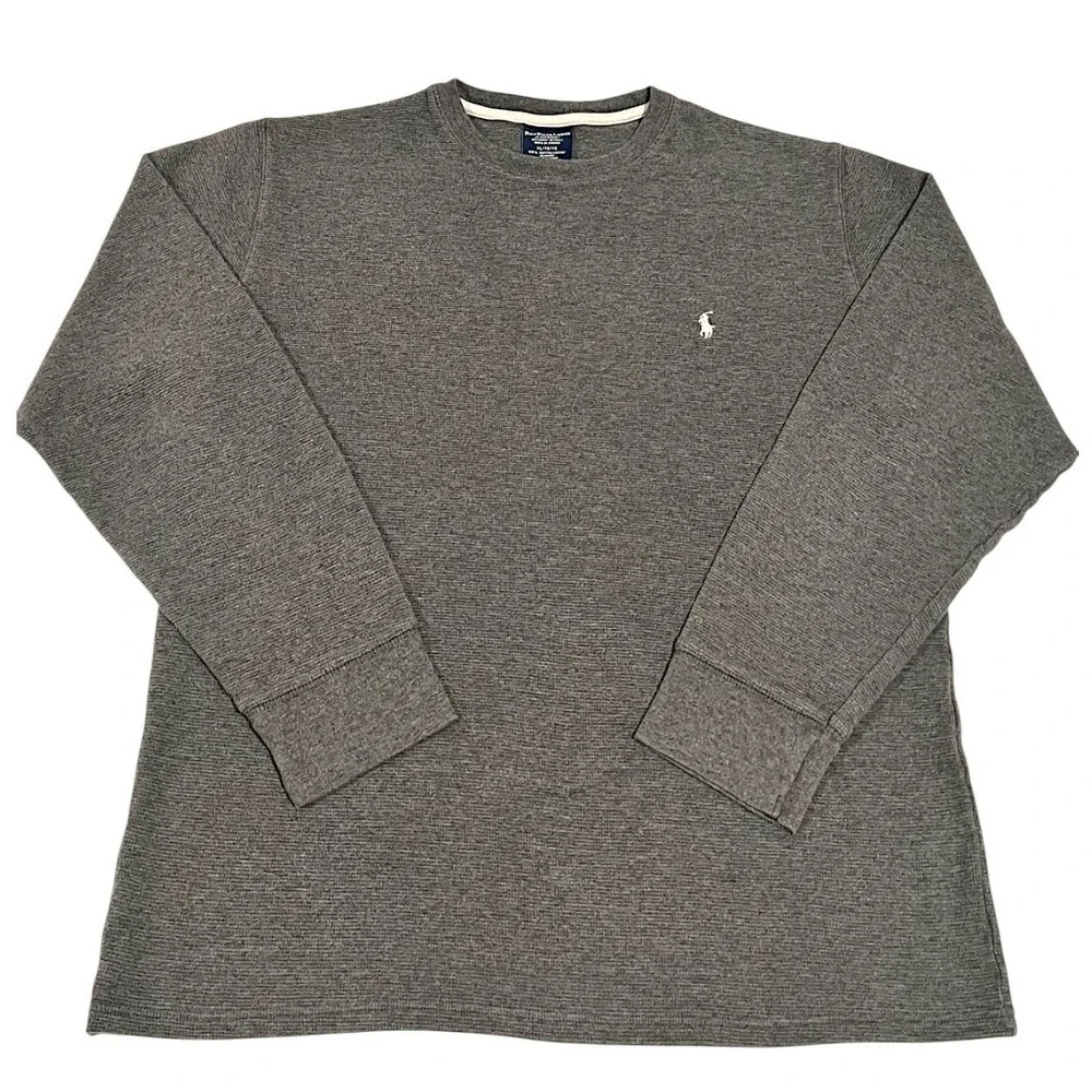 Polo Ralph Lauren Men's XL Thermal Waffle Knit Long Sleeve Shirt Charcoal